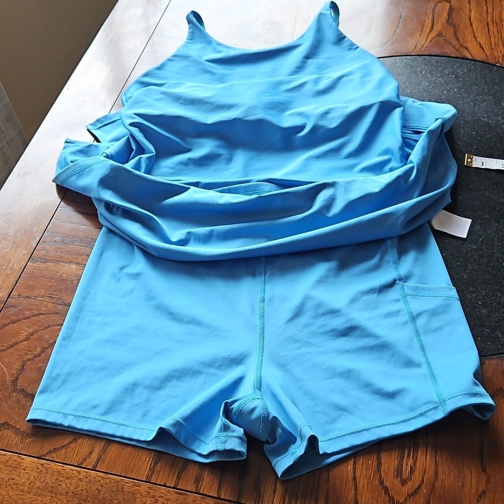 Calvin Klein Blue Performance Stretch Built In Shorts Dress L - Picture 7 of 16
